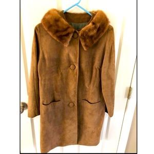 Vintage suede fur collar jacket
